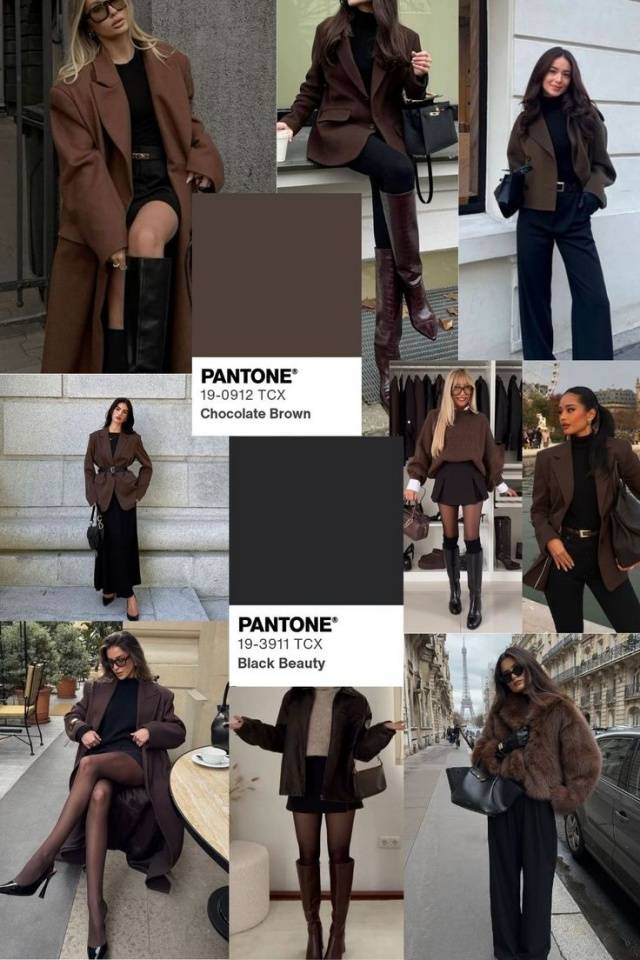 棕色+黑色低调中带高级，根据肤色选对棕色，轻松穿出好气色(图3)