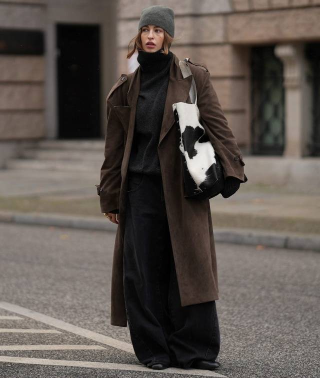 棕色+黑色低调中带高级，根据肤色选对棕色，轻松穿出好气色(图8)