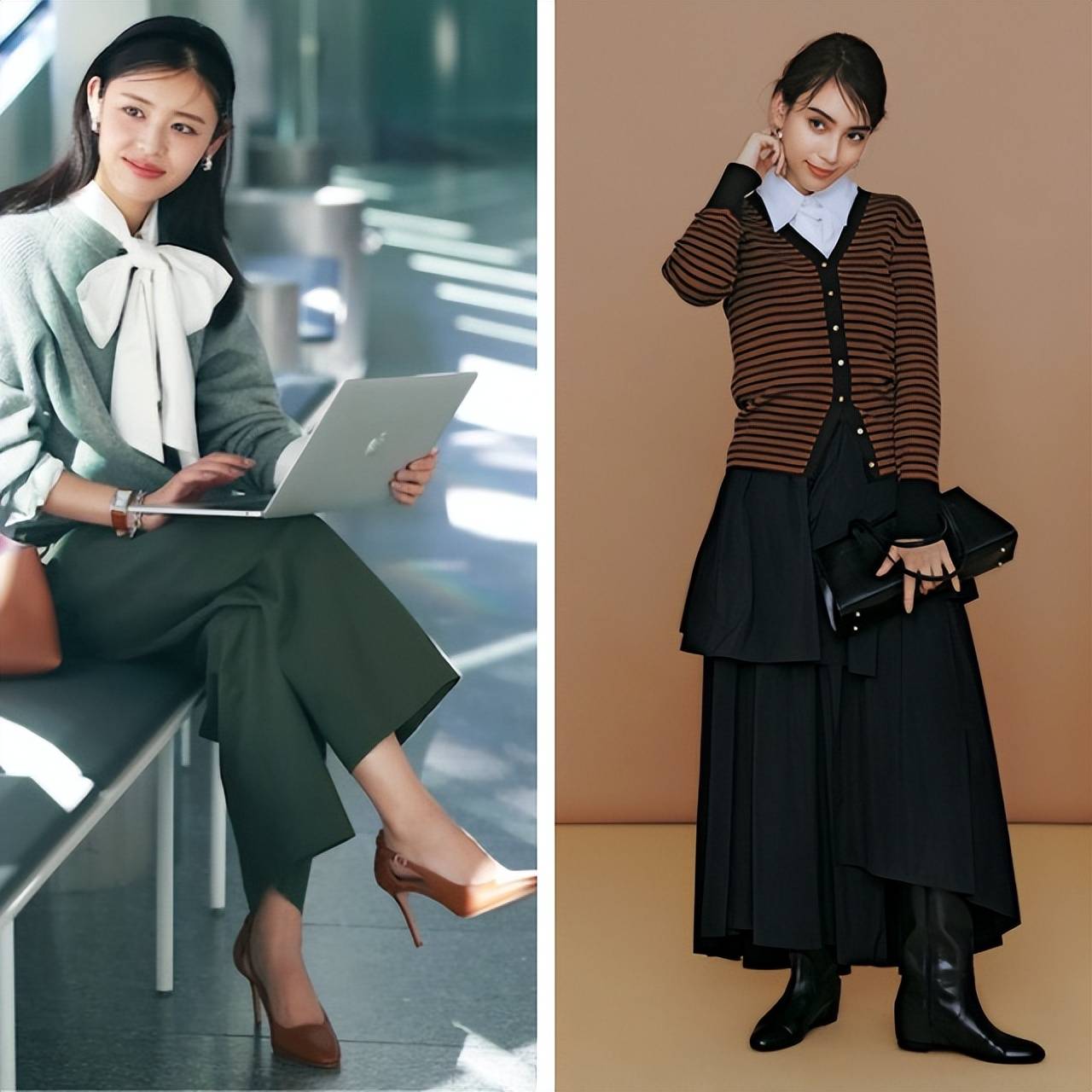 秋冬“衬衫+针织衫”，简约自带文艺还时髦，轻松穿出知性范(图3)