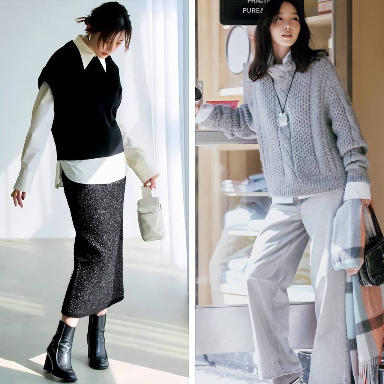 秋冬“衬衫+针织衫”，简约自带文艺还时髦，轻松穿出知性范(图4)