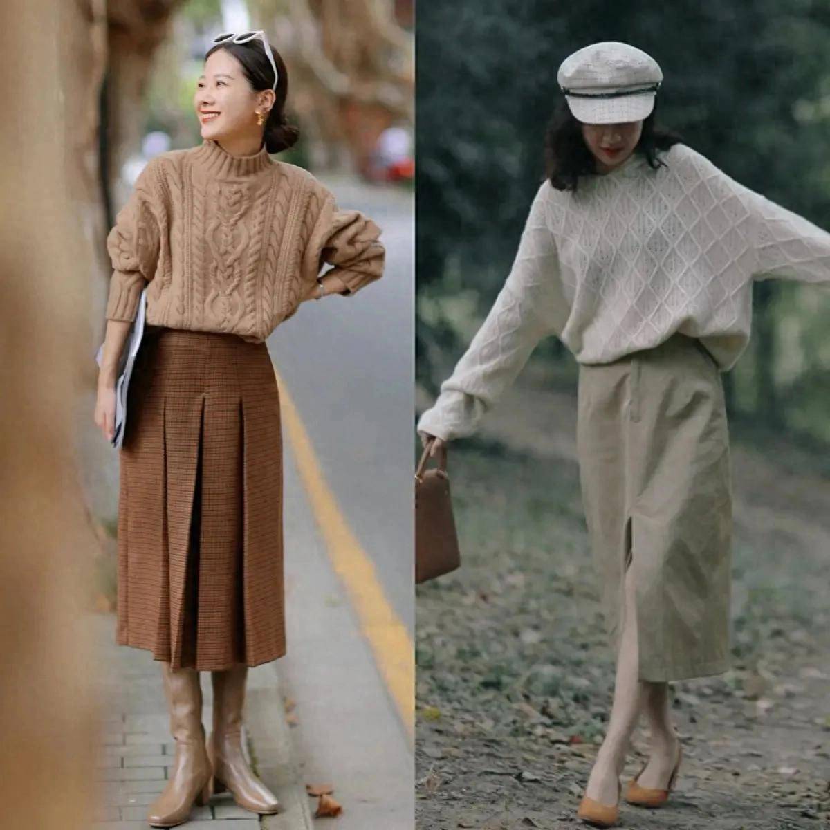 今冬这种新穿法很火：裙过膝、鞋带跟、色要简，遮肉又优雅得体 (图1)